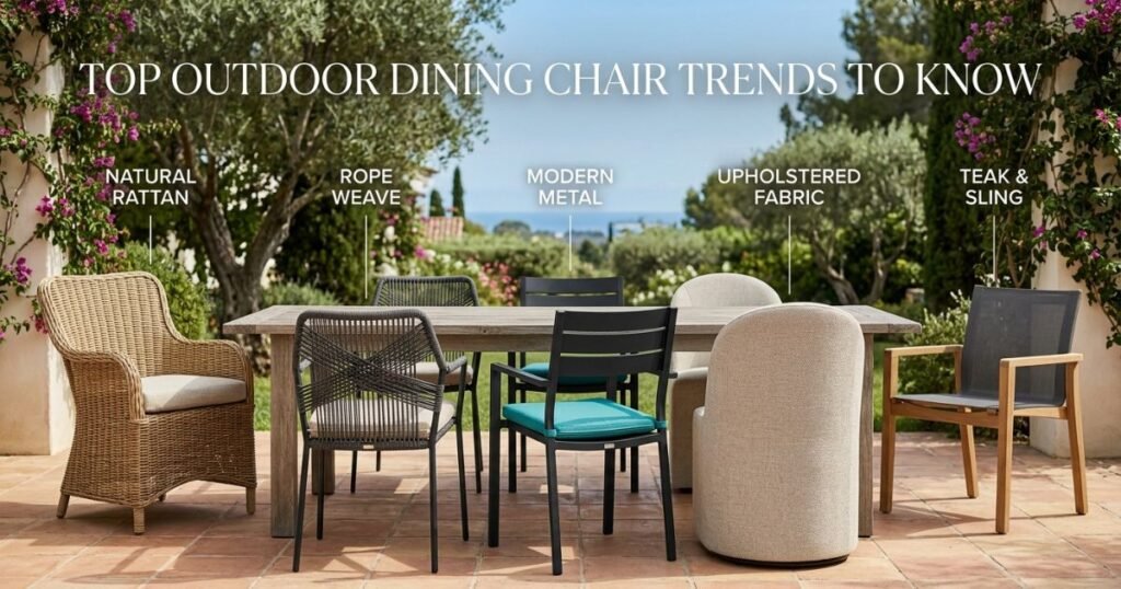 Modern outdoor dining chairs in a stylish contemporary patio