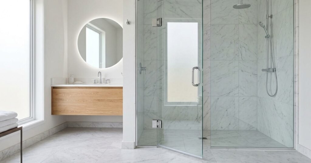 Hinged Shower Door with fixed panel