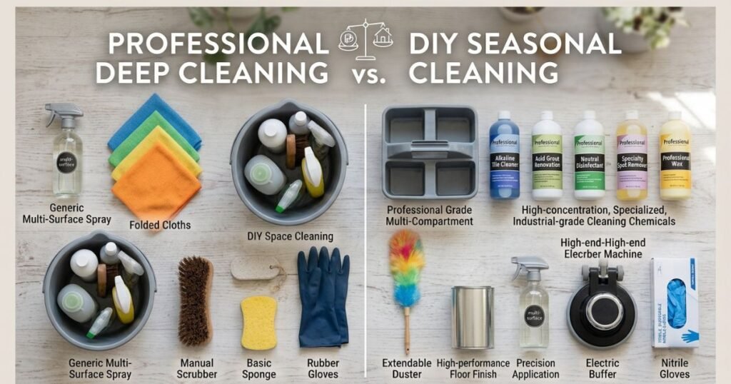 Professional deep cleaning compared with DIY seasonal cleaning